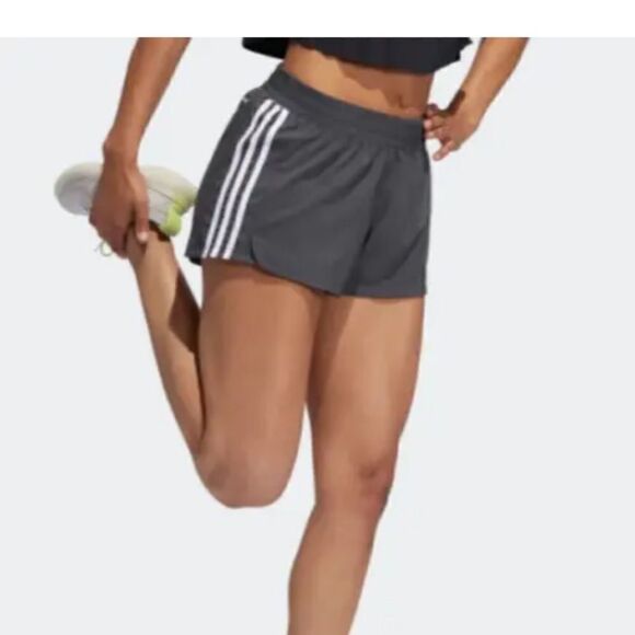 Adidas women’s L pacer 3 stripe gray shorts NWT athleisure activewear workout - Picture 12 of 16